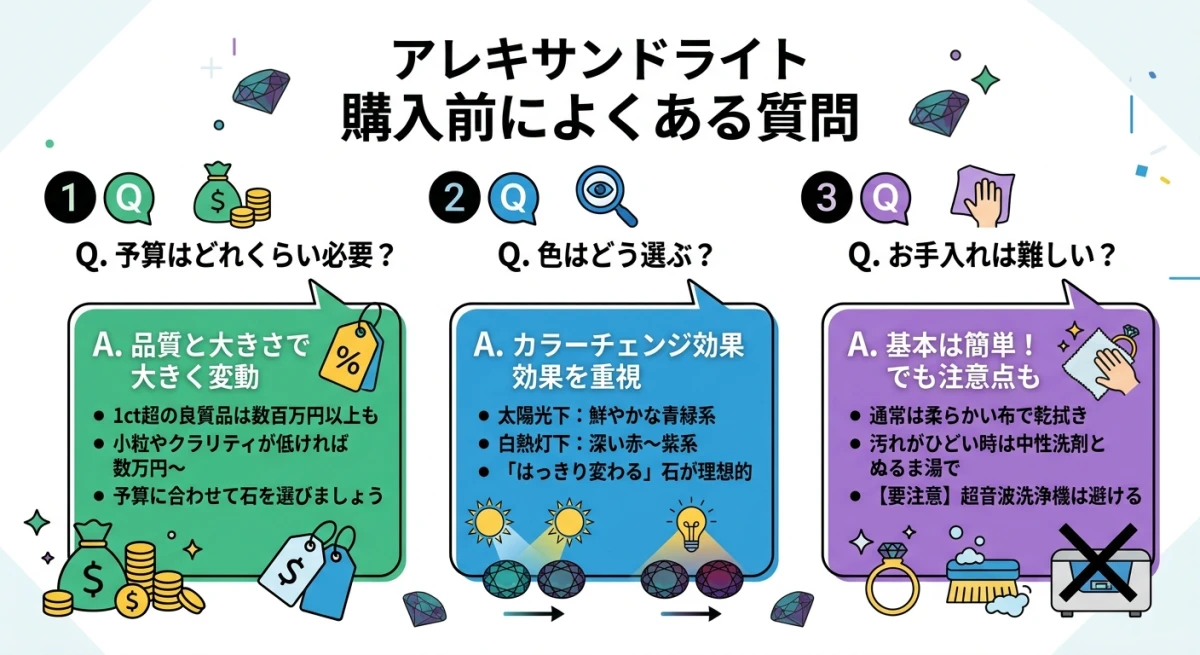 アレキサンドライト購入前によくある疑問