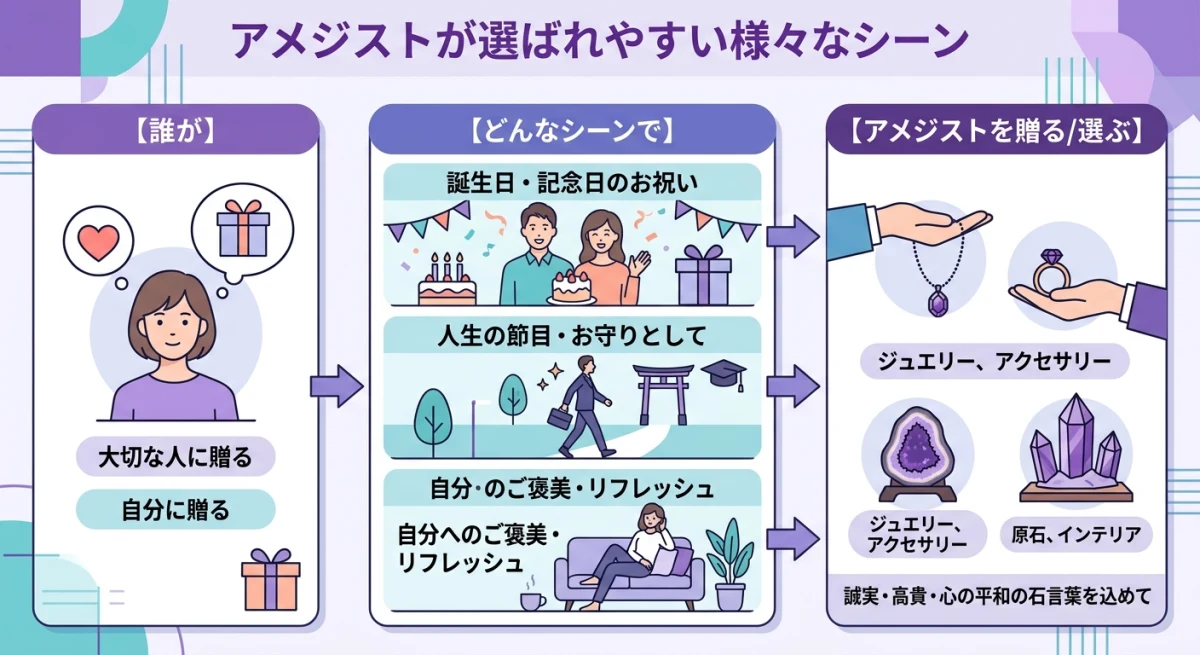 アメジストがプレゼントとして選ばれるシーン