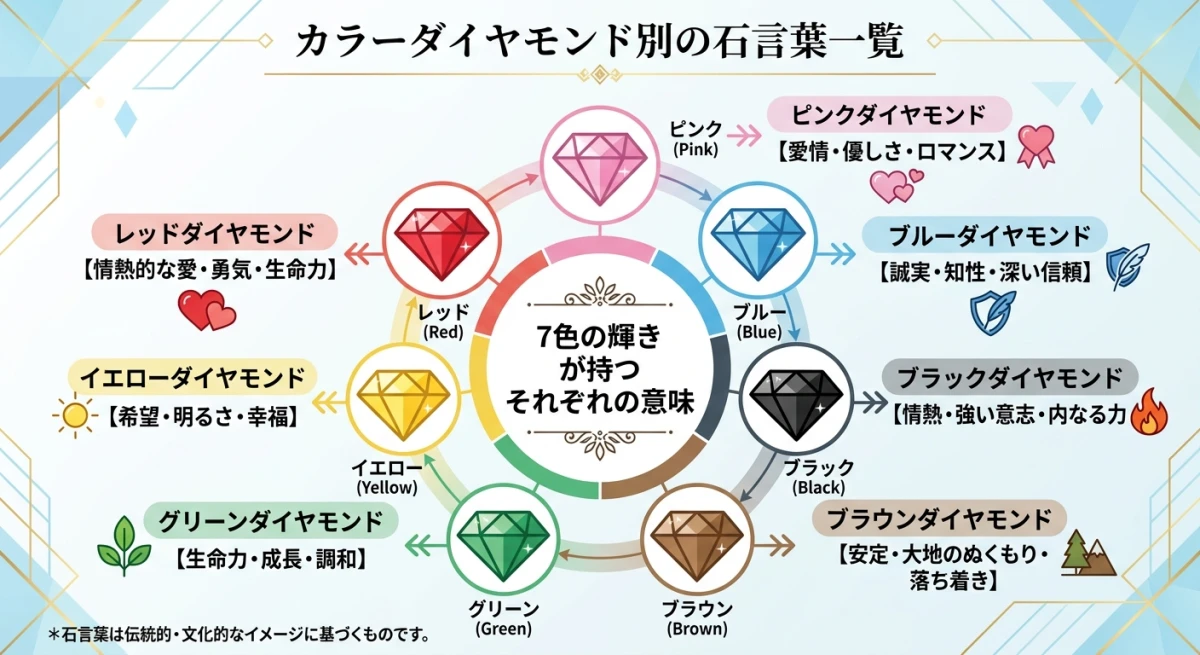 色別ダイヤモンドの石言葉