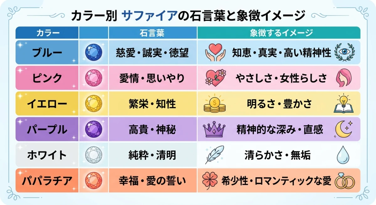カラーサファイアごとの石言葉