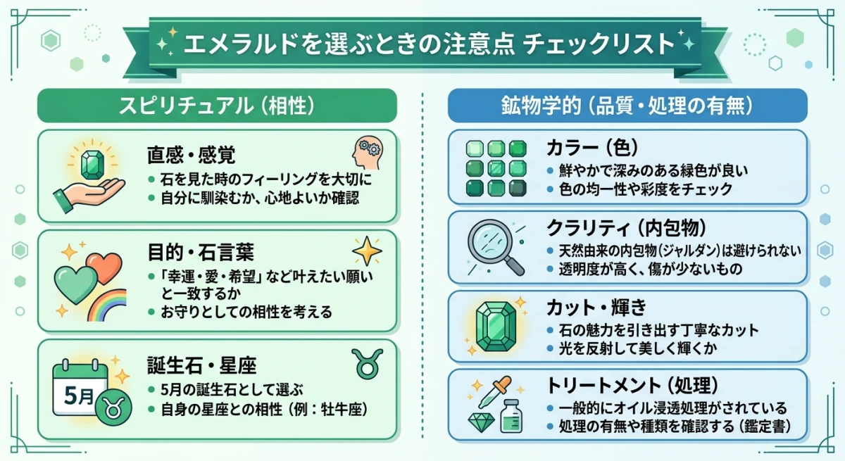 エメラルドを選ぶ際のチェックポイント