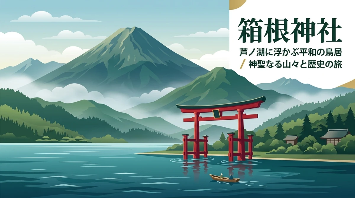 箱根の山々を背景にした箱根神社