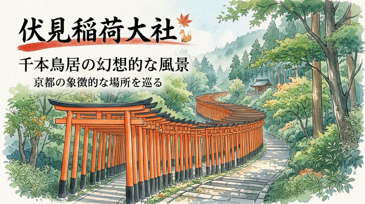 伏見稲荷大社の象徴である千本鳥居が連なる風景