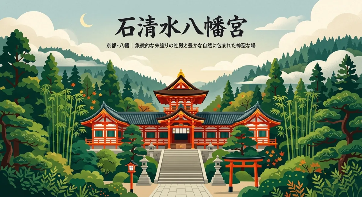 石清水八幡宮の朱塗りの社殿