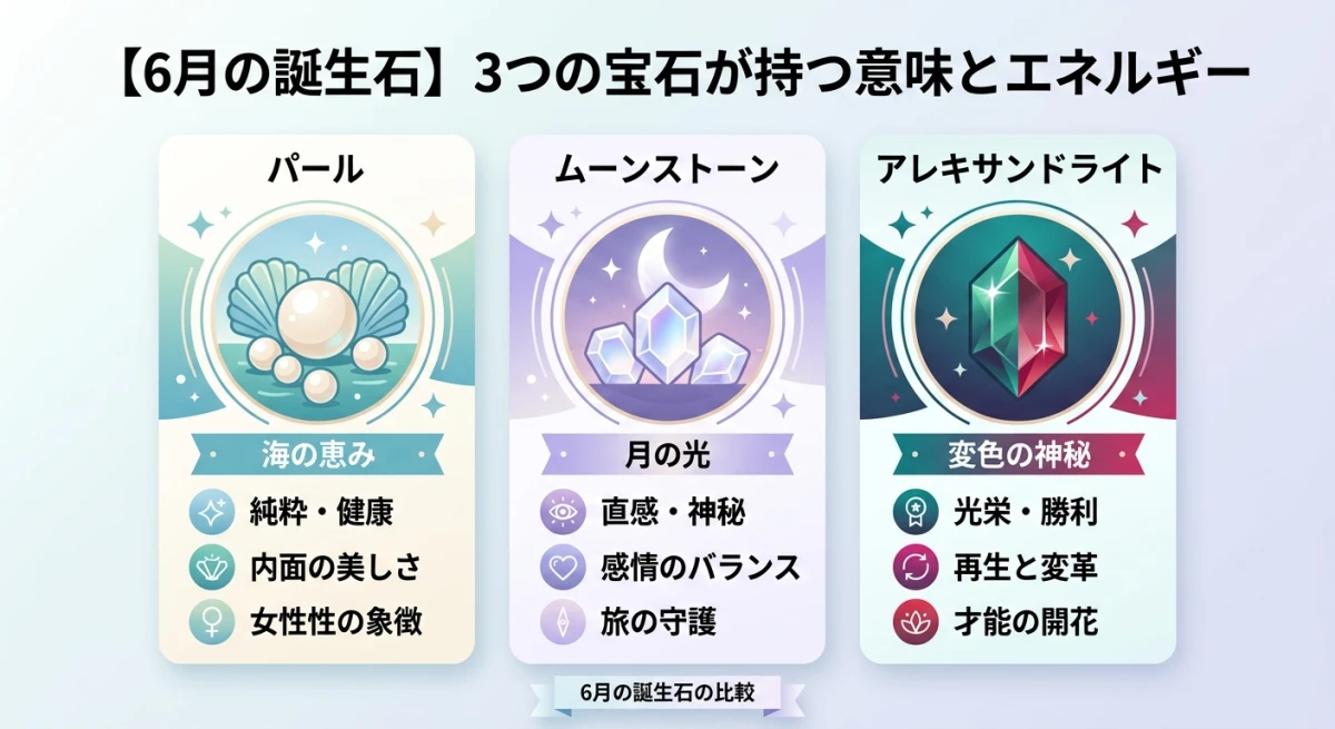 6月の誕生石3種の比較図