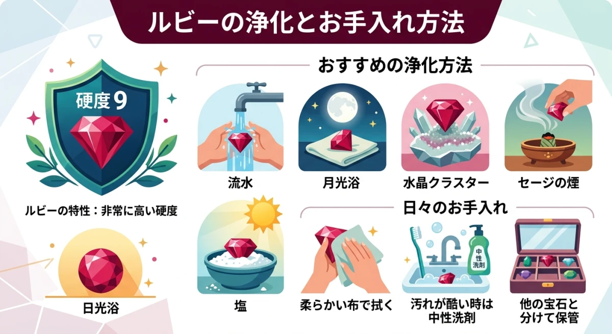ルビーに適した浄化方法と日常のお手入れ