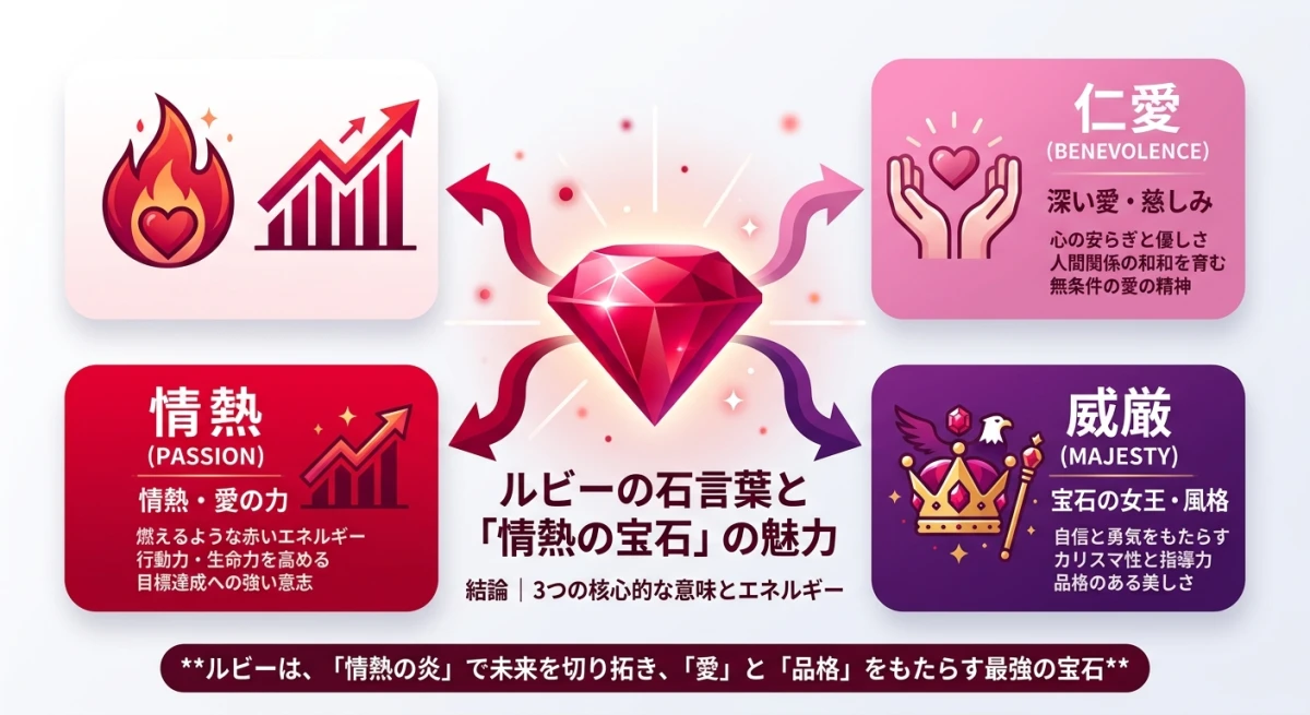 ルビーの3つの石言葉(情熱・仁愛・威厳)