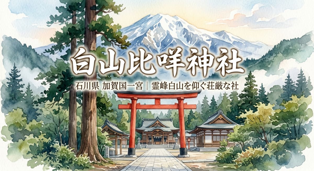 霊峰白山を背景に佇む白山比咩神社の鳥居