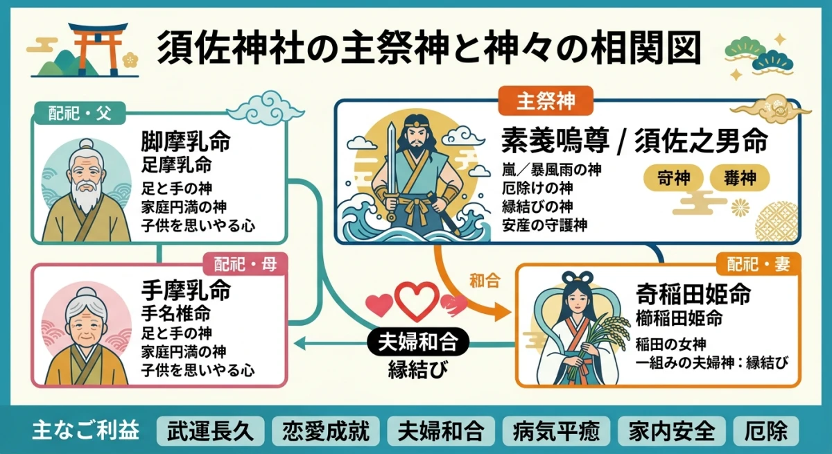 須佐神社のご祭神である素戔嗚尊と奇稲田姫命