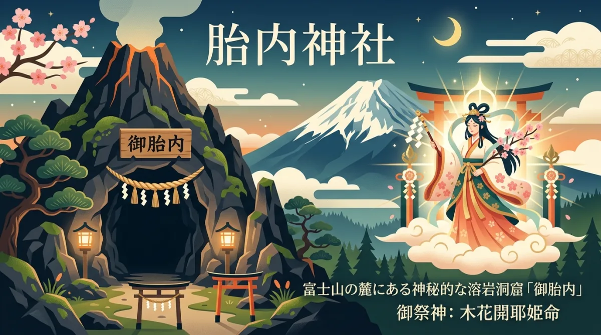 富士山の溶岩洞窟である胎内神社の神秘的な入り口