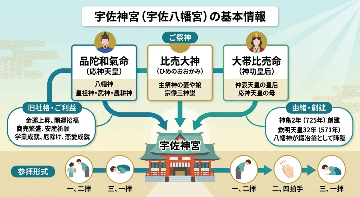 宇佐神宮の三柱のご祭神の神格関係図