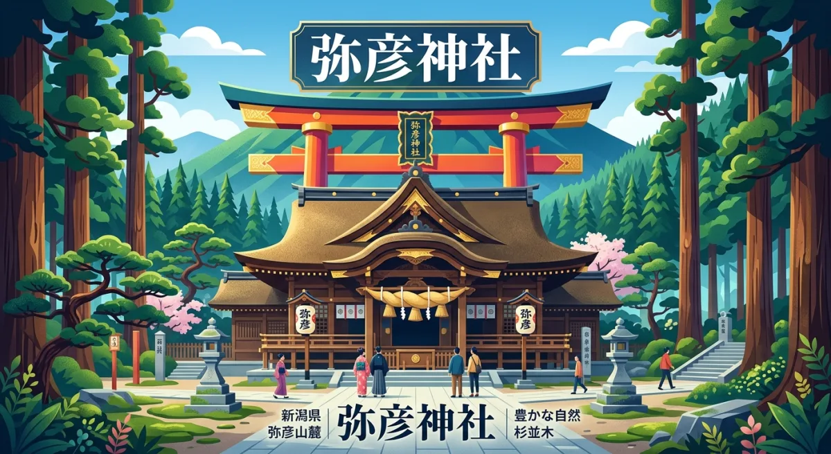 新潟県弥彦村にある弥彦神社の荘厳な拝殿