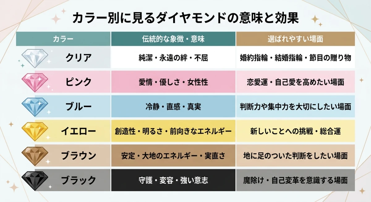 カラー別ダイヤモンドの象徴的な意味