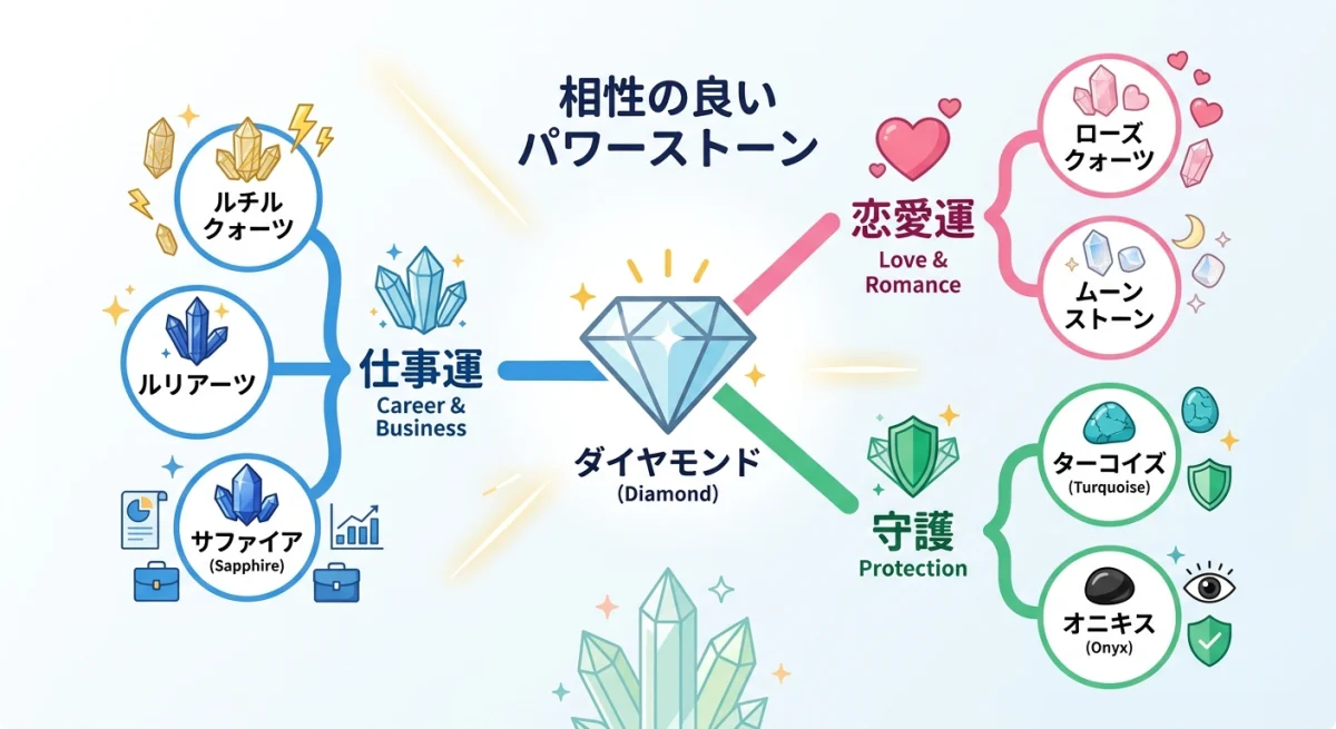 目的に合わせたダイヤモンドとの組み合わせ石の分類図