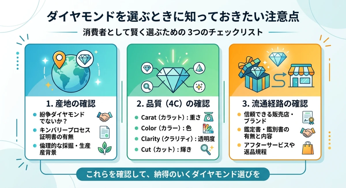 ダイヤモンド購入時に確認すべき3つのチェックポイント