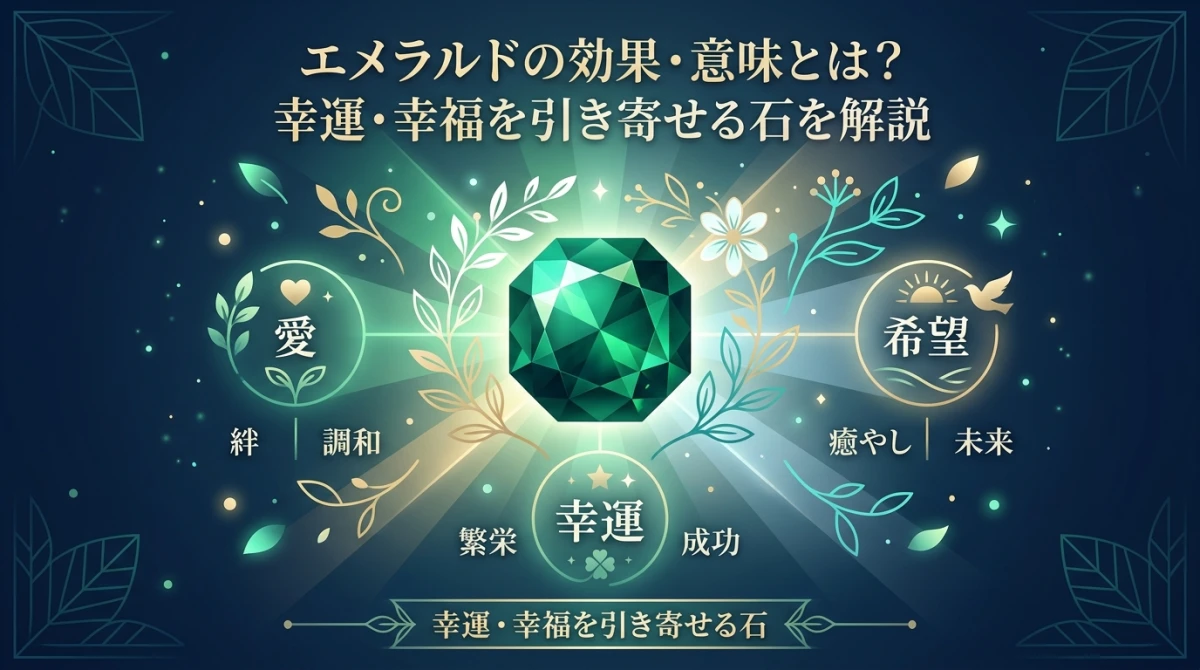 美しく輝くエメラルドと幸運を象徴する光