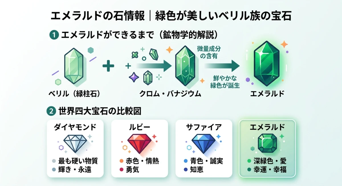 エメラルドの生成過程と世界四大宝石の位置づけ