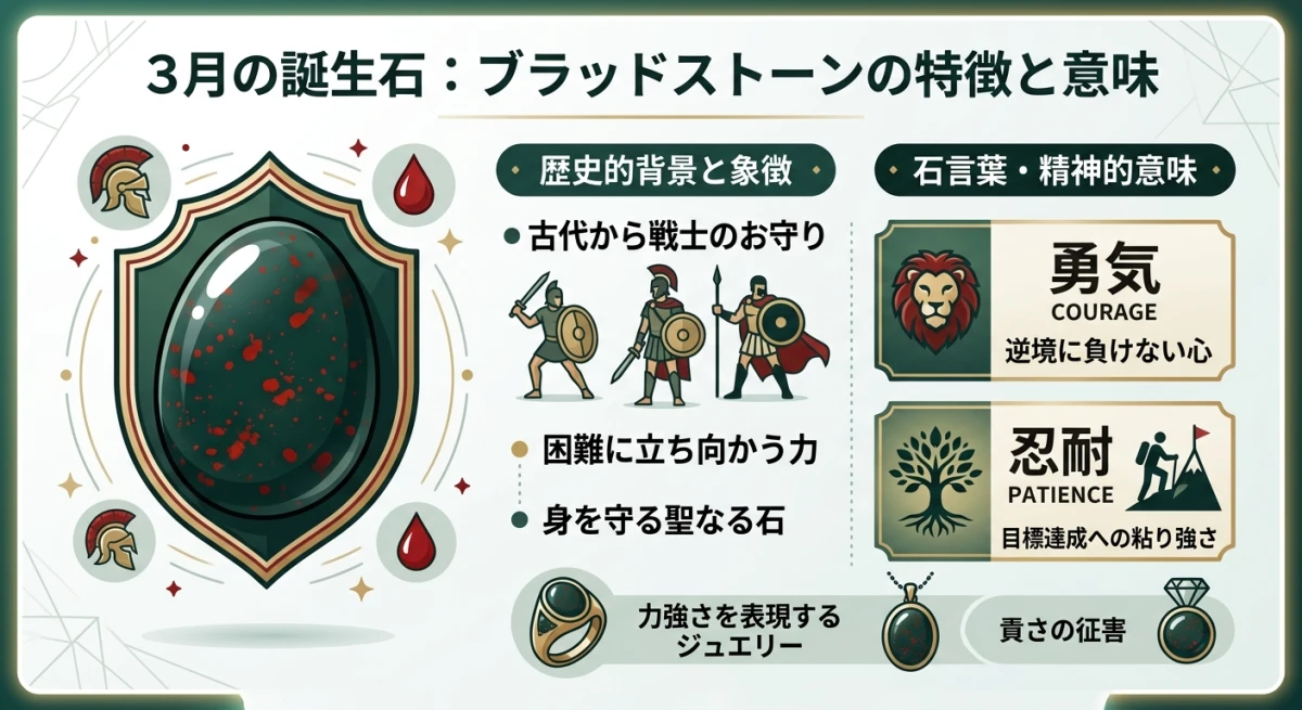 ブラッドストーンの独特な見た目と意味を紹介する図解
