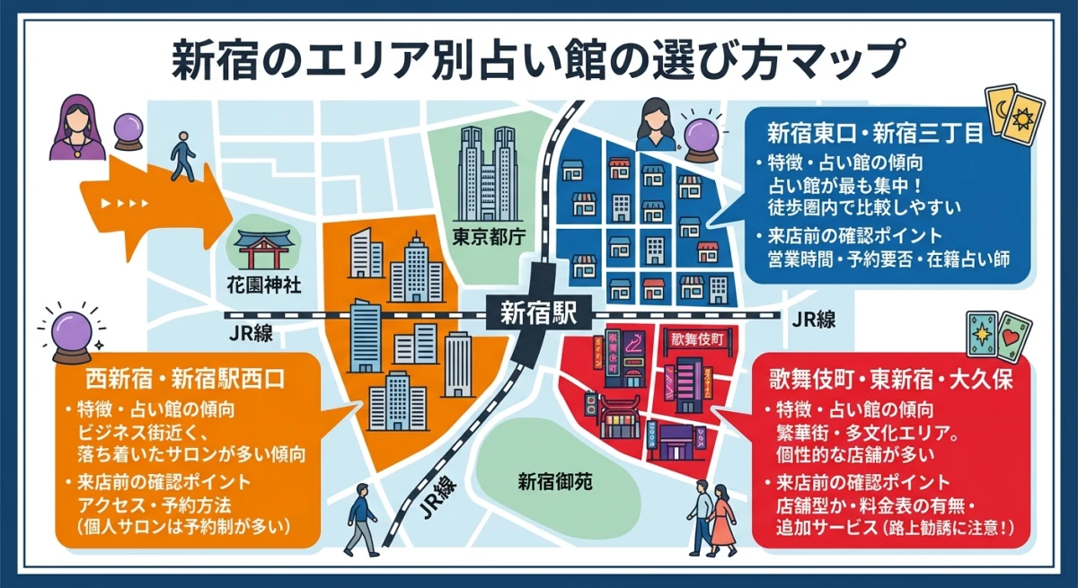 新宿のエリア別占い館の特徴