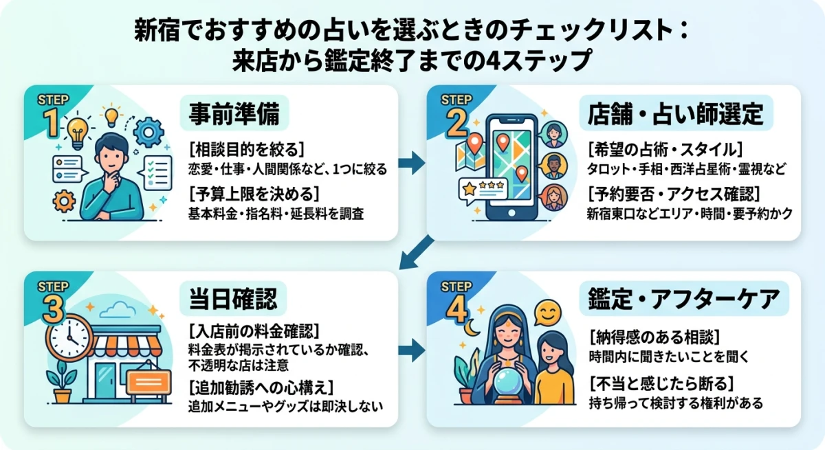 新宿で占いを受けるための準備から鑑定までの流れ