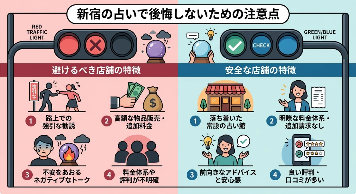 新宿で占いを利用する際に注意すべきトラブル