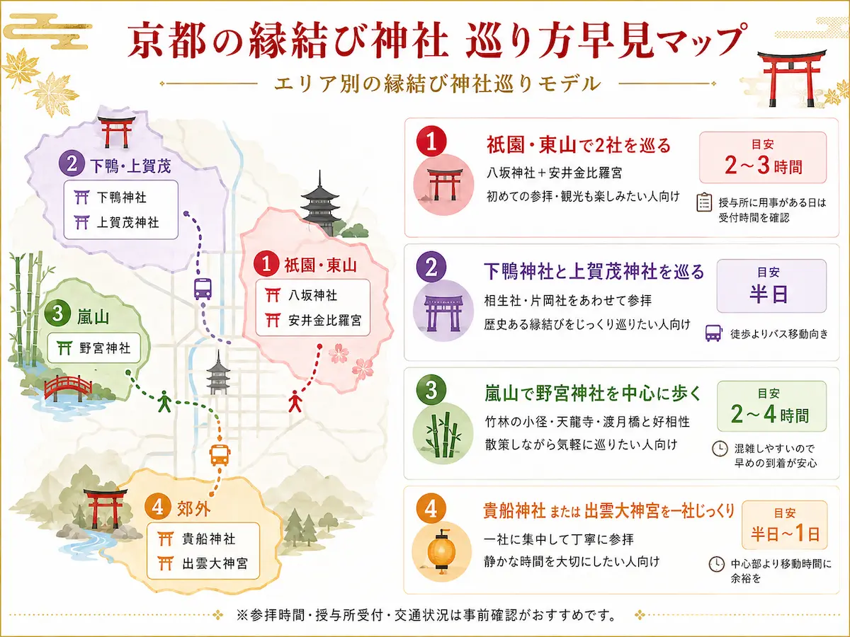 エリア別の縁結び神社巡りモデル