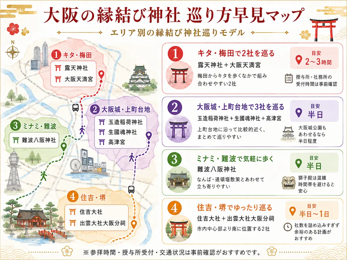 エリア別の縁結び神社巡りモデル