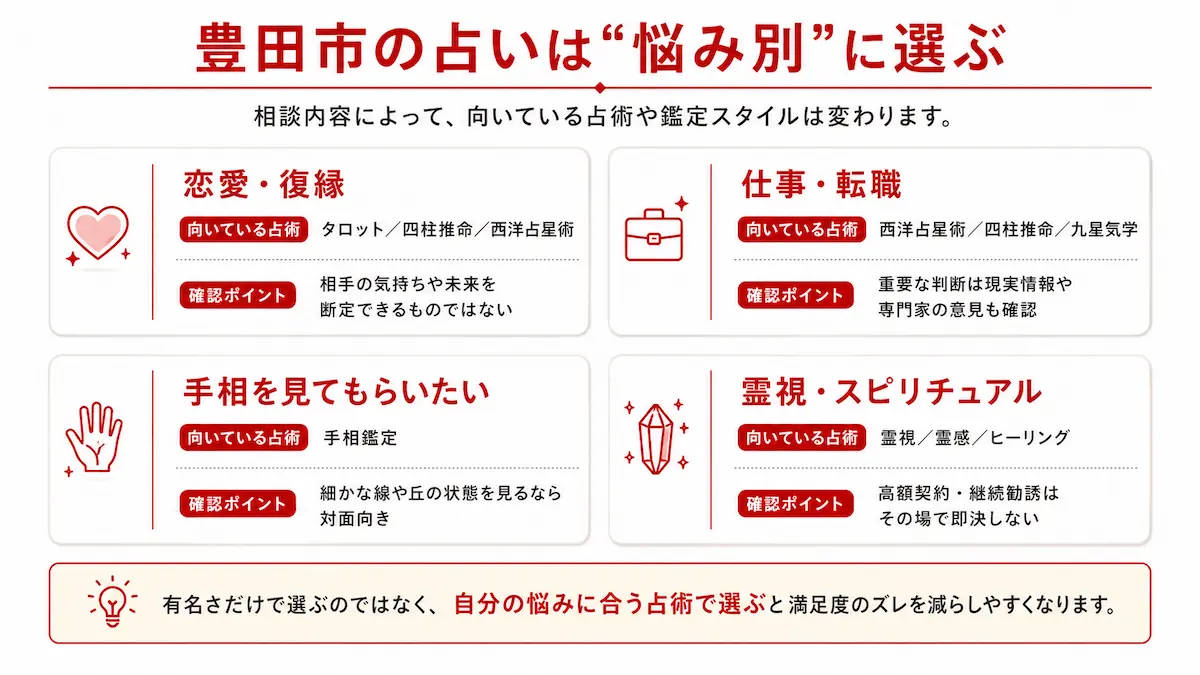 豊田市の占いを目的別に選ぶポイント