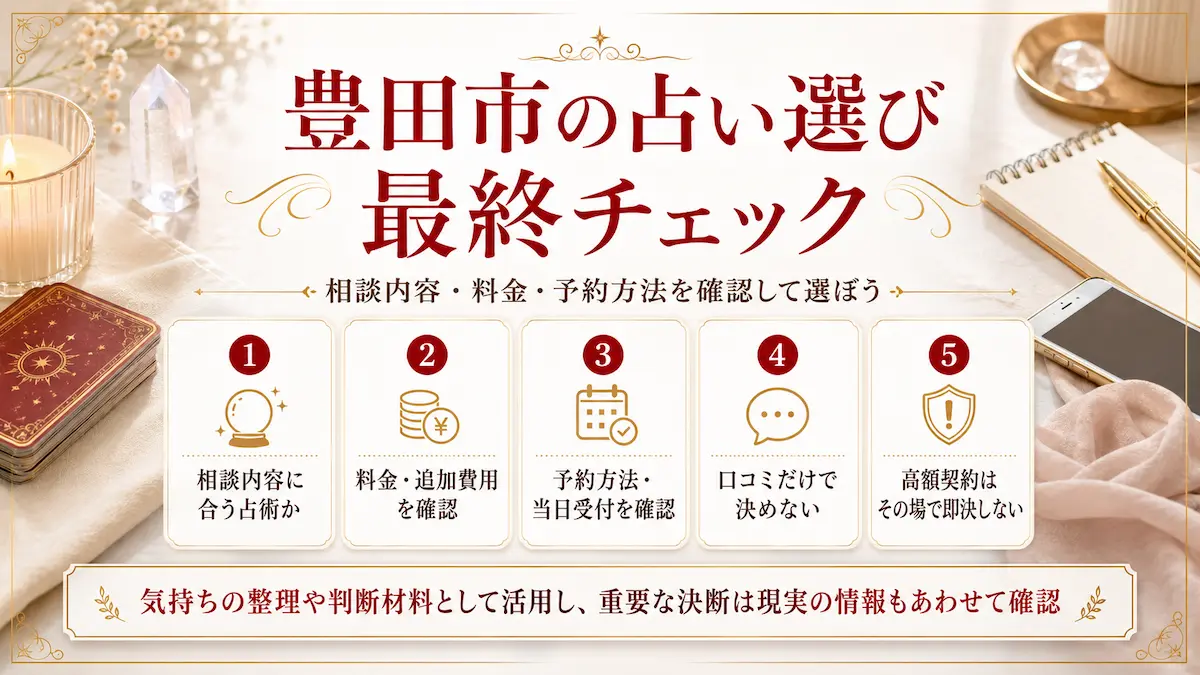 豊田市の占いは相談内容・料金・予約方法を確認して選ぼう