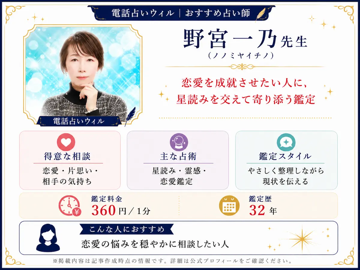 野宮一乃先生 プロフィールカード